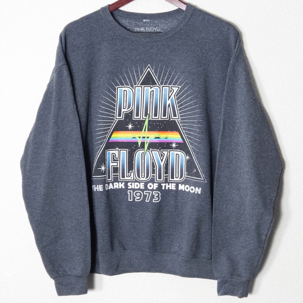 Pink Floyd Dark Side Sweatshirt Gray Size 1X Vintage Rock Graphic